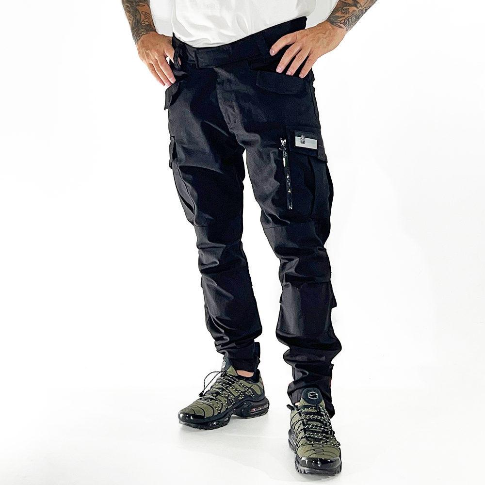 Tactical pants with flag - black