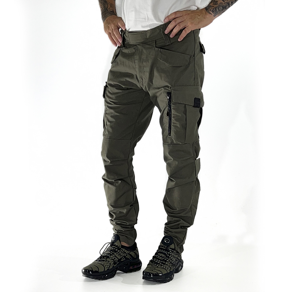 Tactical pants with flag - olive green